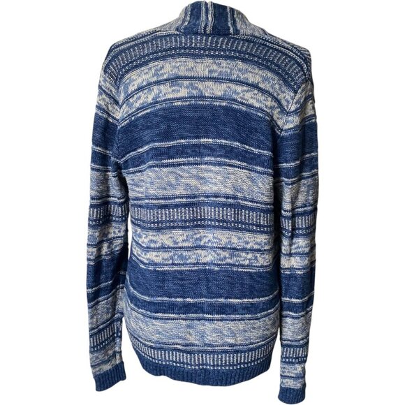 Cotton Blue and White Knit Open Front Cardigan Sweater Sz M - Picture 4 of 6